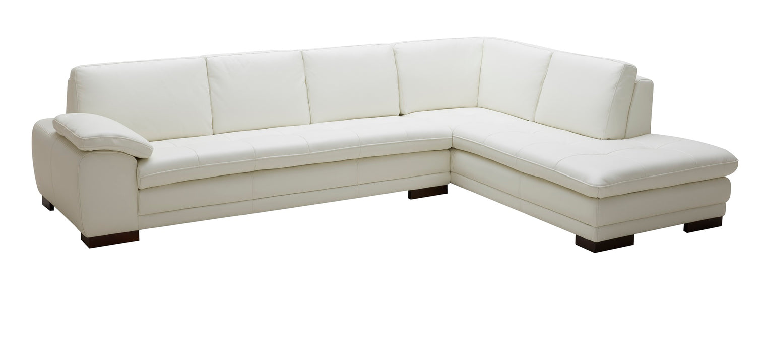 CLEARANCE J & M Furniture 625 Italian Leather Sectional White in Right Hand Facing