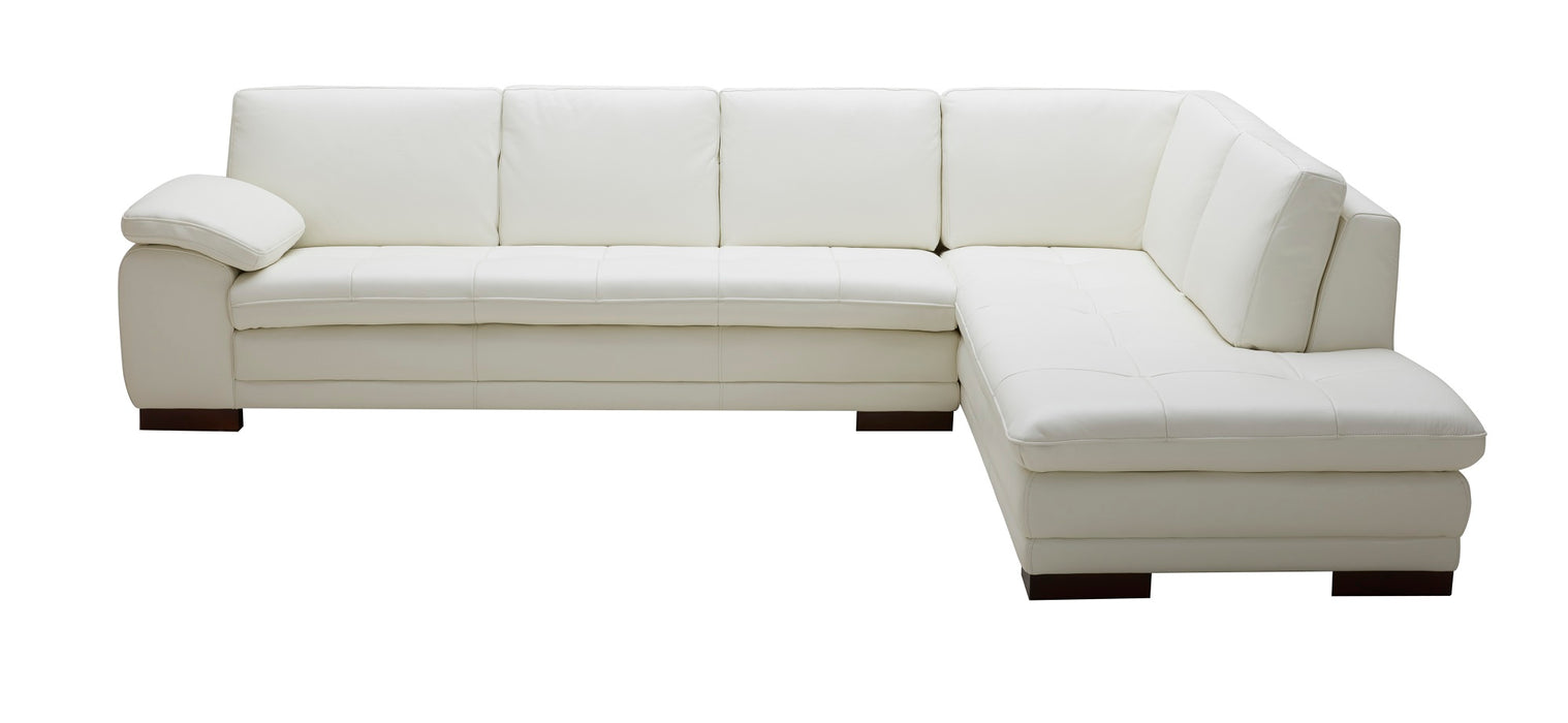 CLEARANCE J & M Furniture 625 Italian Leather Sectional White in Right Hand Facing