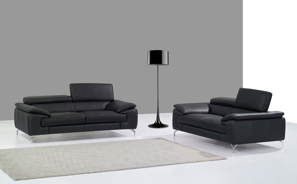 J & M Furniture A973 Italian Leather Love in Black