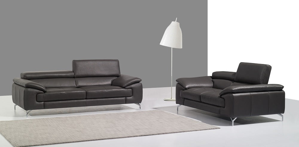 J & M Furniture A973 Italian Leather Love in Grey