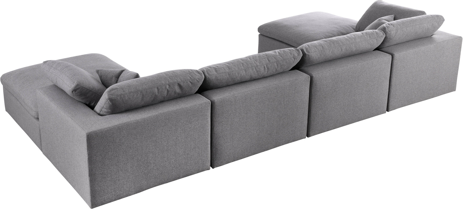 Serene - Linen Textured Fabric Deluxe Comfort Modular Sectional 6 Piece - Grey