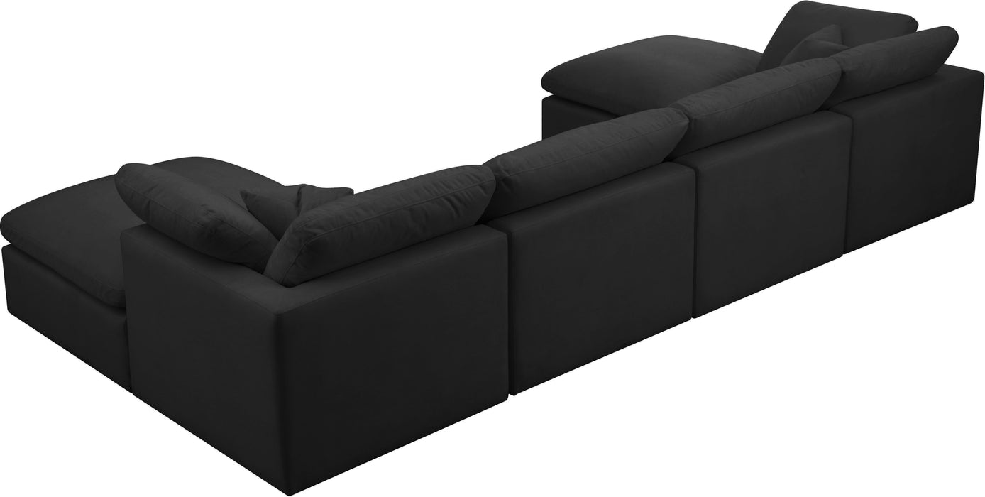 Plush - Velvet Standart Comfort Modular Sectional 6 Piece - Black - Fabric
