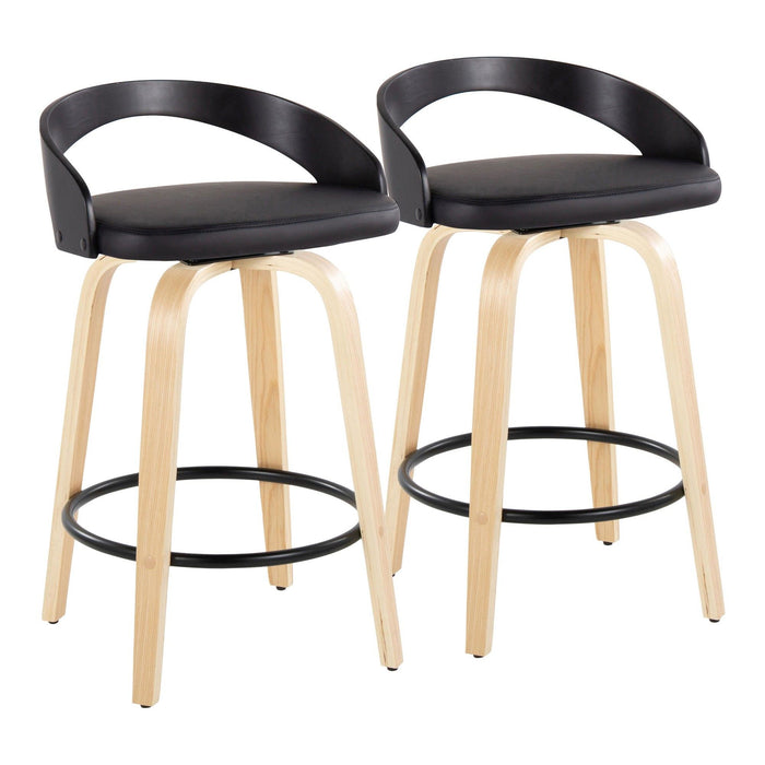 Grotto - 26" Fixed-height Counter Stool (Set of 2) - Black And Natural