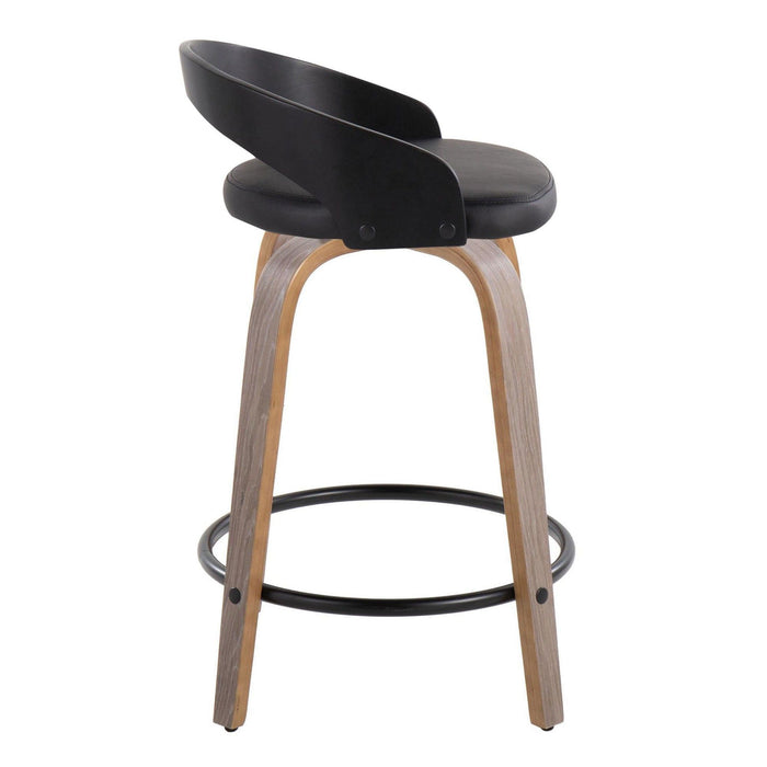 Grotto - 24" Fixed-height Counter Stool (Set of 2) - Black And Light Gray