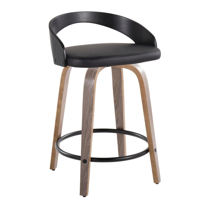 Grotto - 24" Fixed-height Counter Stool (Set of 2) - Black And Light Gray