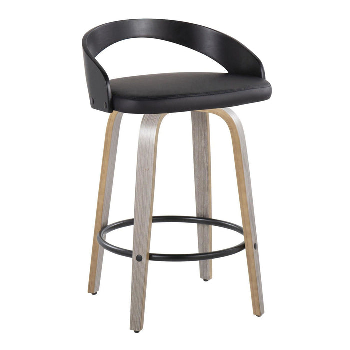 Grotto - 26" Fixed-height Counter Stool (Set of 2) - Black And Light Gray