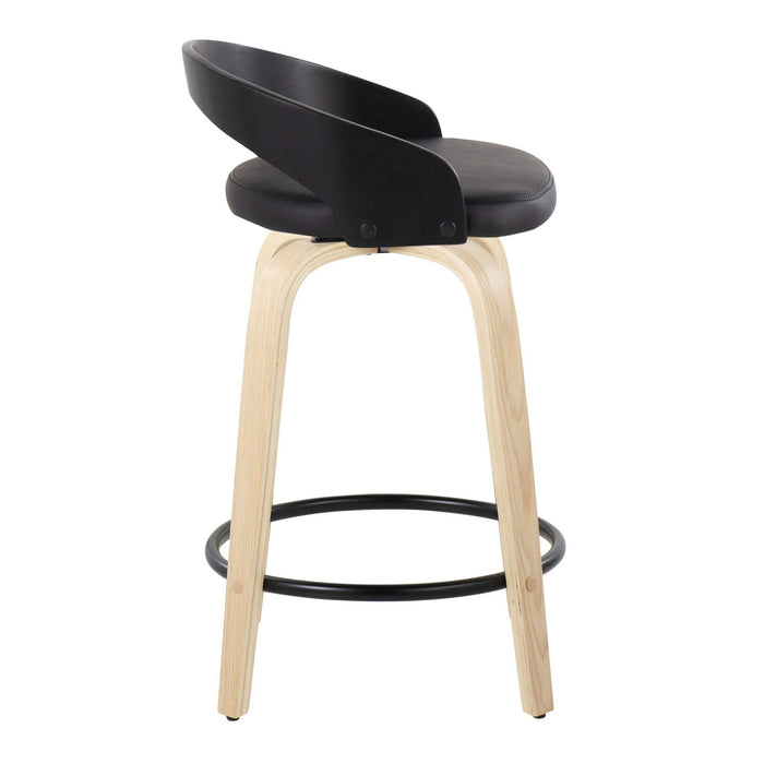 Grotto - 24" Fixed-height Counter Stool (Set of 2) - Black And Natural Wood