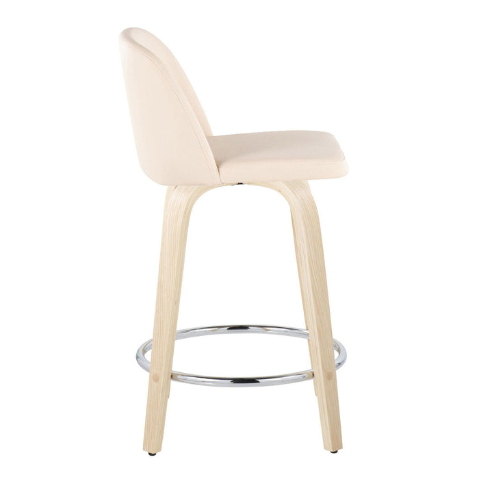 Toriano - 24" Fixed-height Faux Leather Counter Stool (Set of 2) - Cream