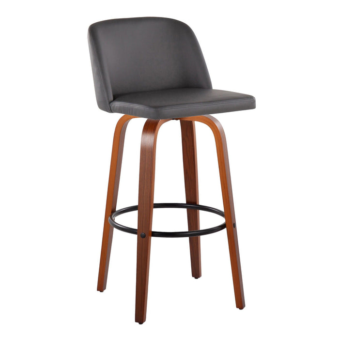 Toriano - 30" Faux Leather Fixed-height Barstool (Set of 2) - Dark Gray