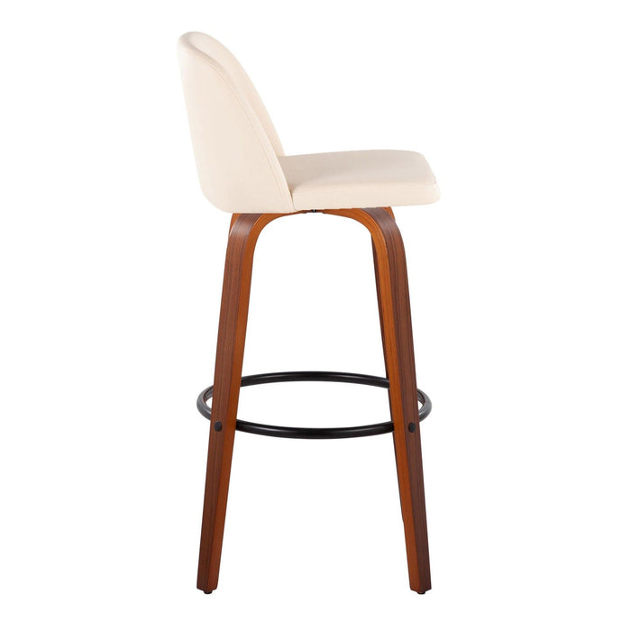 Toriano - 30" Faux Leather Fixed-height Barstool (Set of 2) - Beige