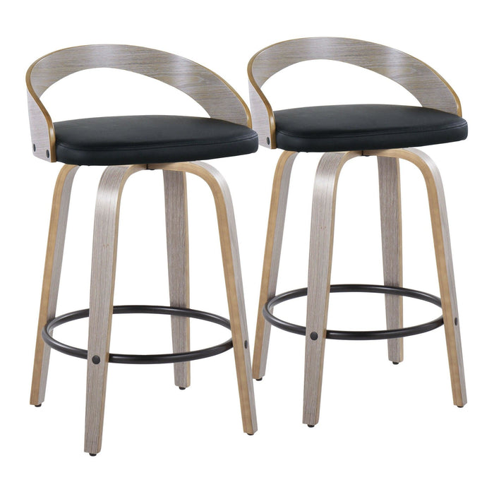 Grotto - 26" Fixed-height Counter Stool (Set of 2) - Light Gray And Black