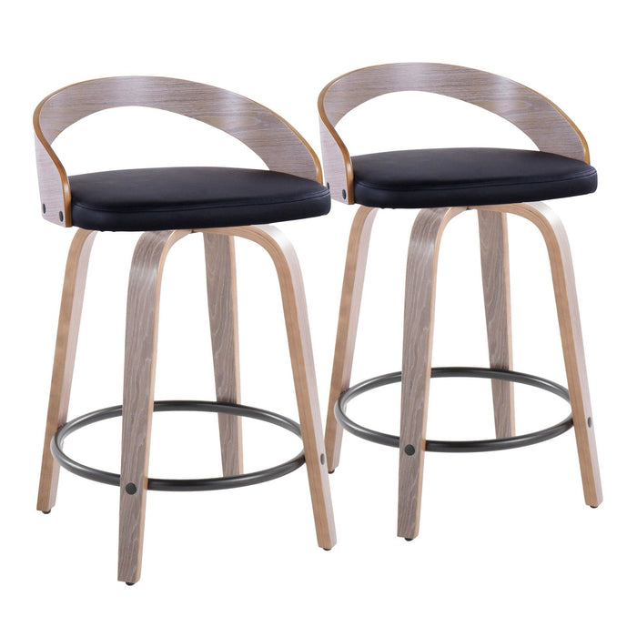 Grotto - 24" Fixed-height Counter Stool (Set of 2) - Gray