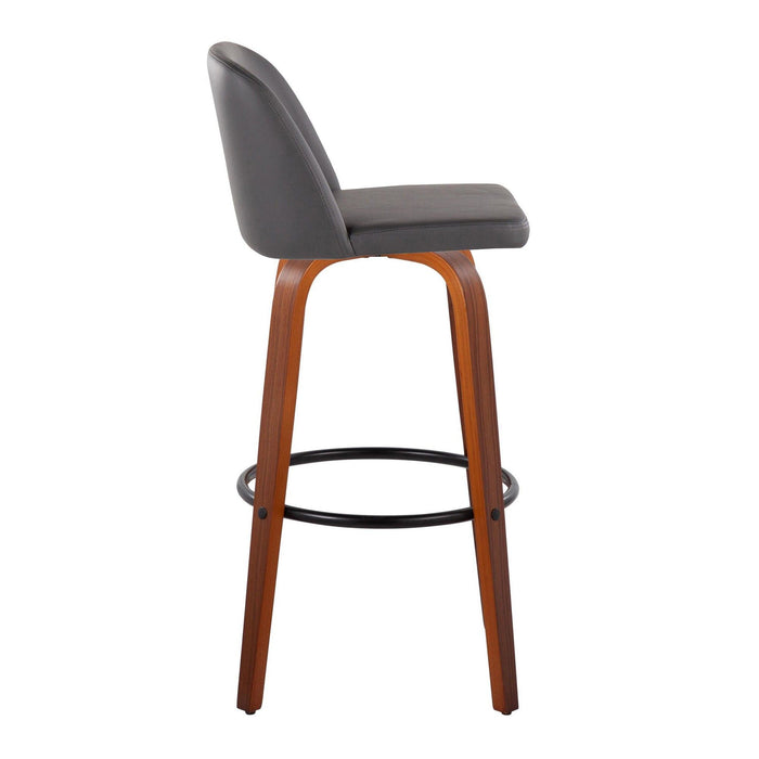 Toriano - 30" Faux Leather Fixed-height Barstool (Set of 2) - Dark Gray